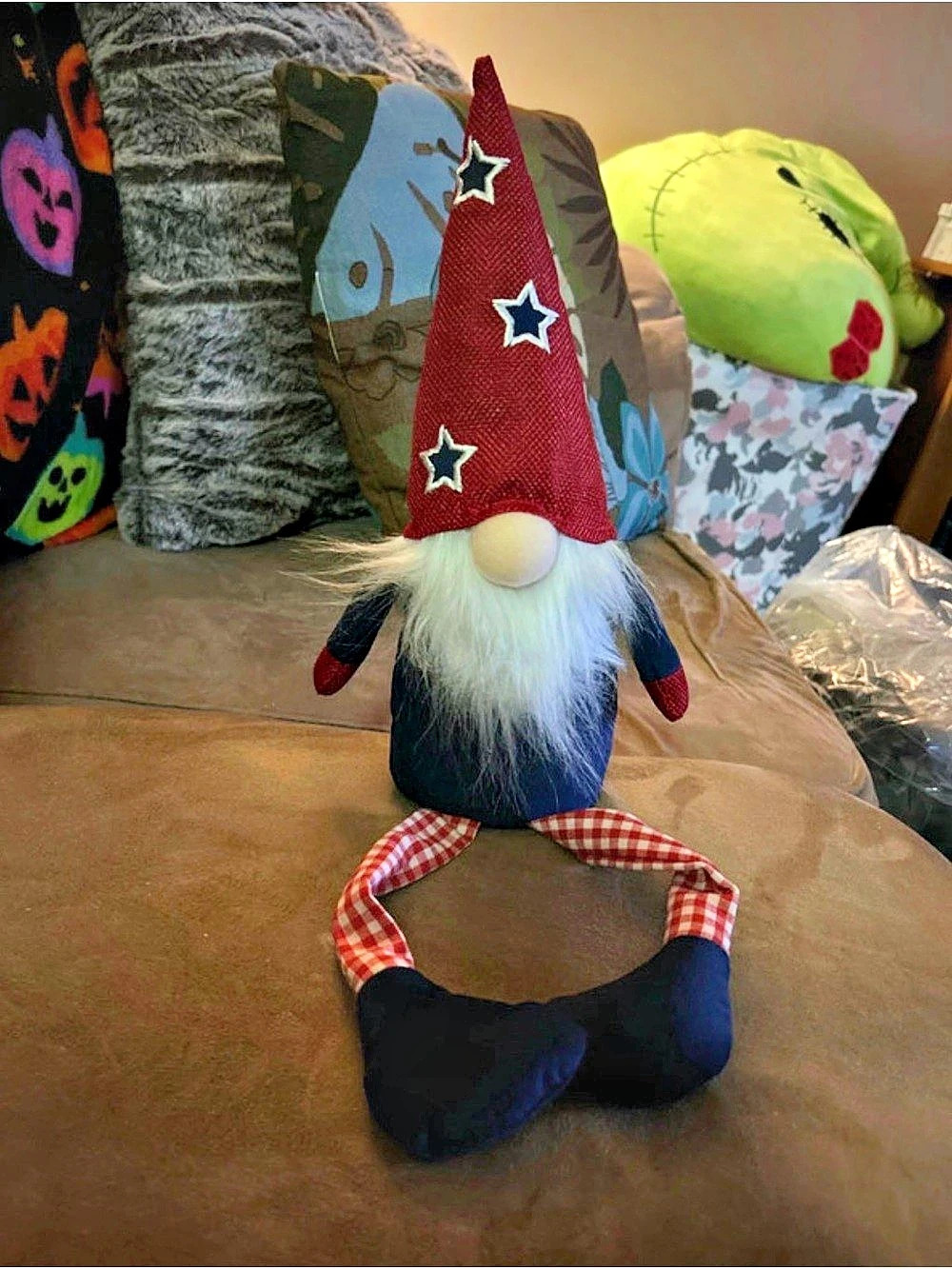 Plush Gnome Decor in Blue & Red